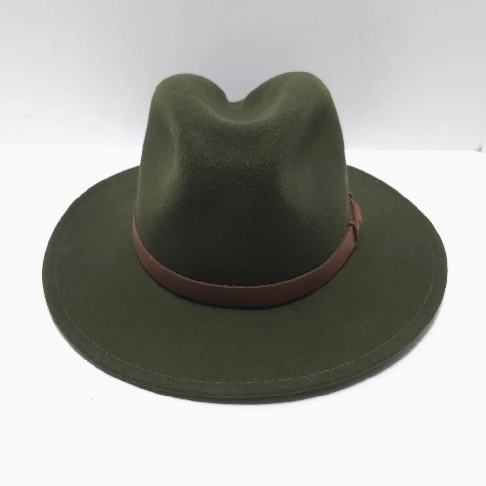 Duluth Trading Wool Felt Crusher Hat Medium Leather Band USA Made Green Fedora - Picture 4 of 14